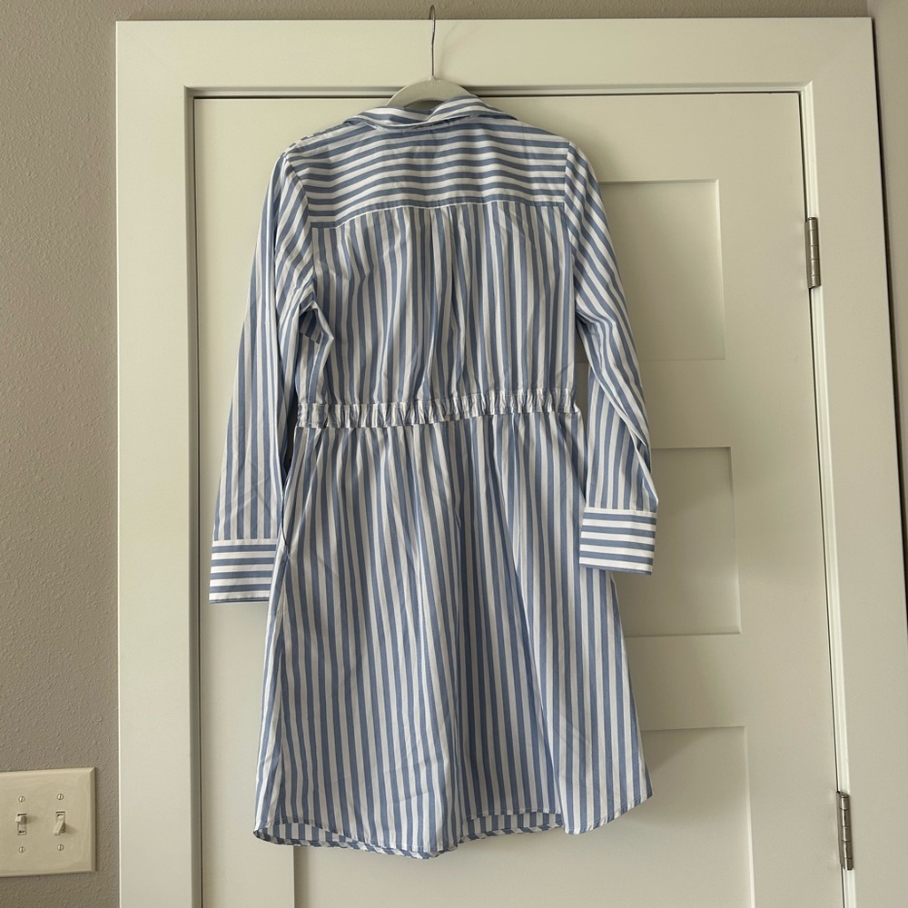 Nordstrom Navy and White Collared Striped Shirt Dress - Picture 2 of 3